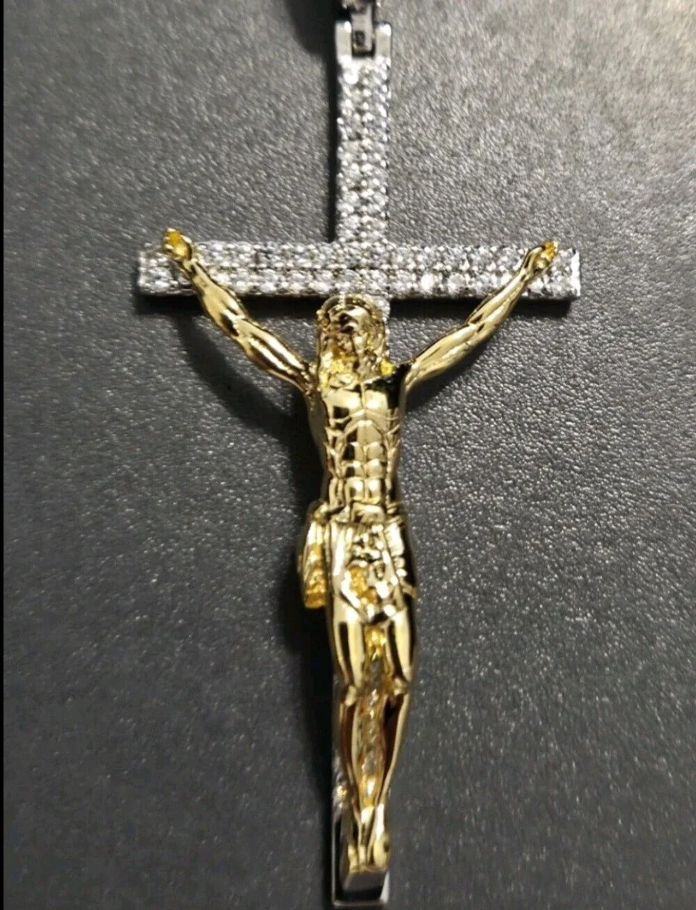 Iced Out 3D Jesus On Cross Moissanite Pendant - 14k Gold Vermeil/ 925 Silver NEW